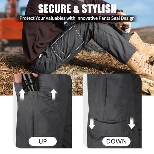 Men's Cargo Pants Water Resistant Ripstop Tactical Pants Lightweight Outdoor Hiking Pants R35414