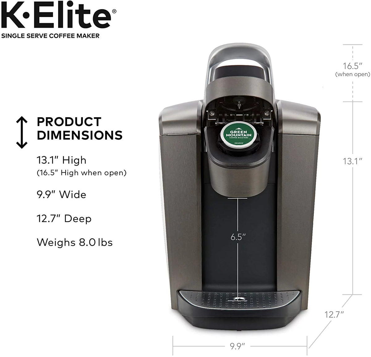 Brushed Slate Single Serve K-Cup Pod Coffee Maker V23584
