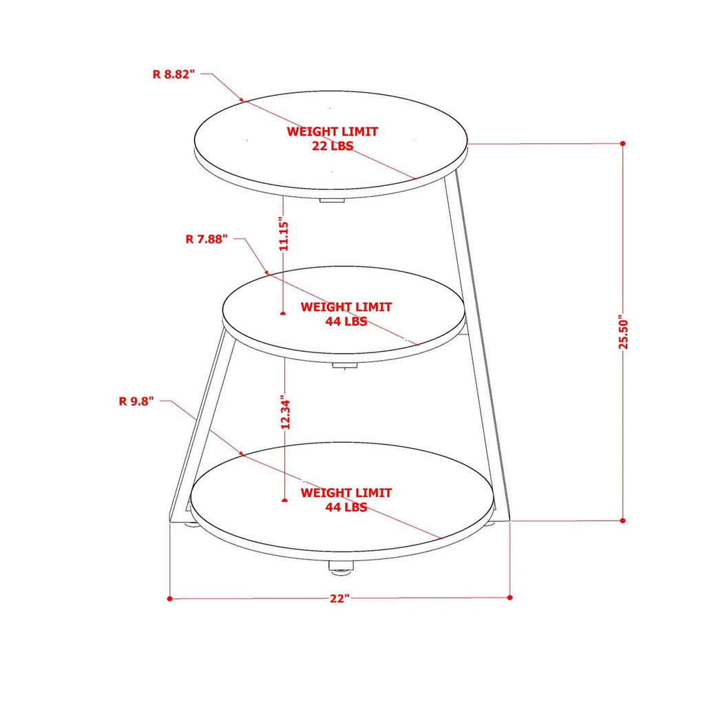 Round Wooden and Metal End Table in Black/Oak E834944