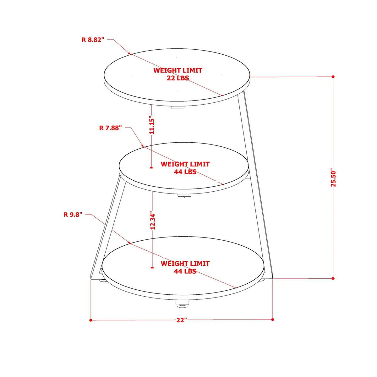 Round Wooden and Metal End Table in Black/Oak E834944