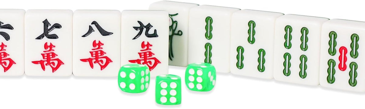 1.65'' Large Size 146 Green Tiles Mahjong Set with Blue Carrying Bag Q4271