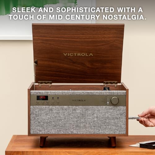 6-in-1 Turntable with CD & Cassette Player, Bluetooth, Walnut E16548