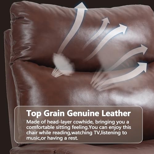 Genuine Leather Electric Power Recliner Chair with USB Charge Ports, 33.5'' Extra Large Width L150693