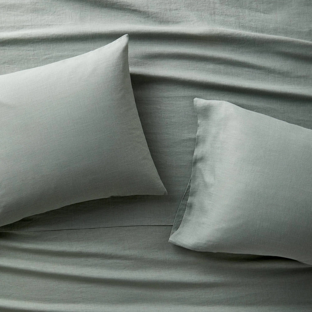 100% Washed Hemp Solid Sheet Set Sage Green M2585