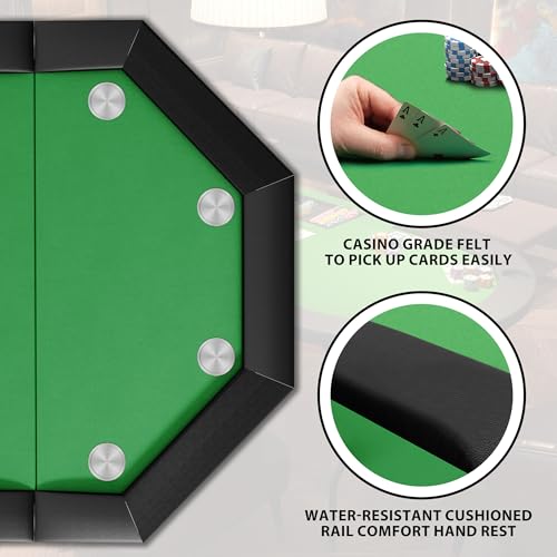 Octagon Poker Table with Metal Legs and 8 Cup Holders X237730