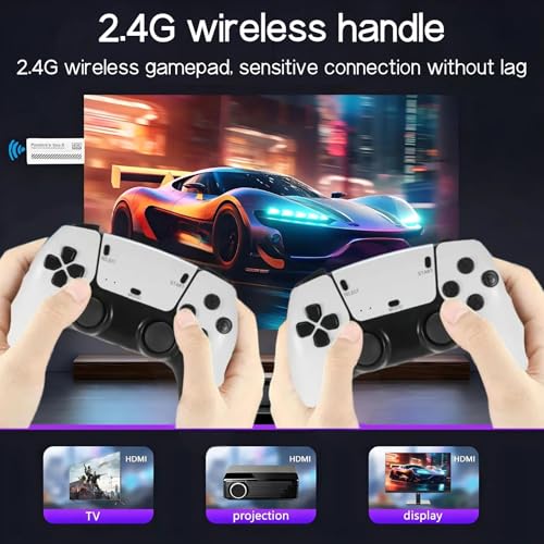 Classic Retro Game Console with 20000+ Video Games and Dual Game Controllers (White-Grey) J43038