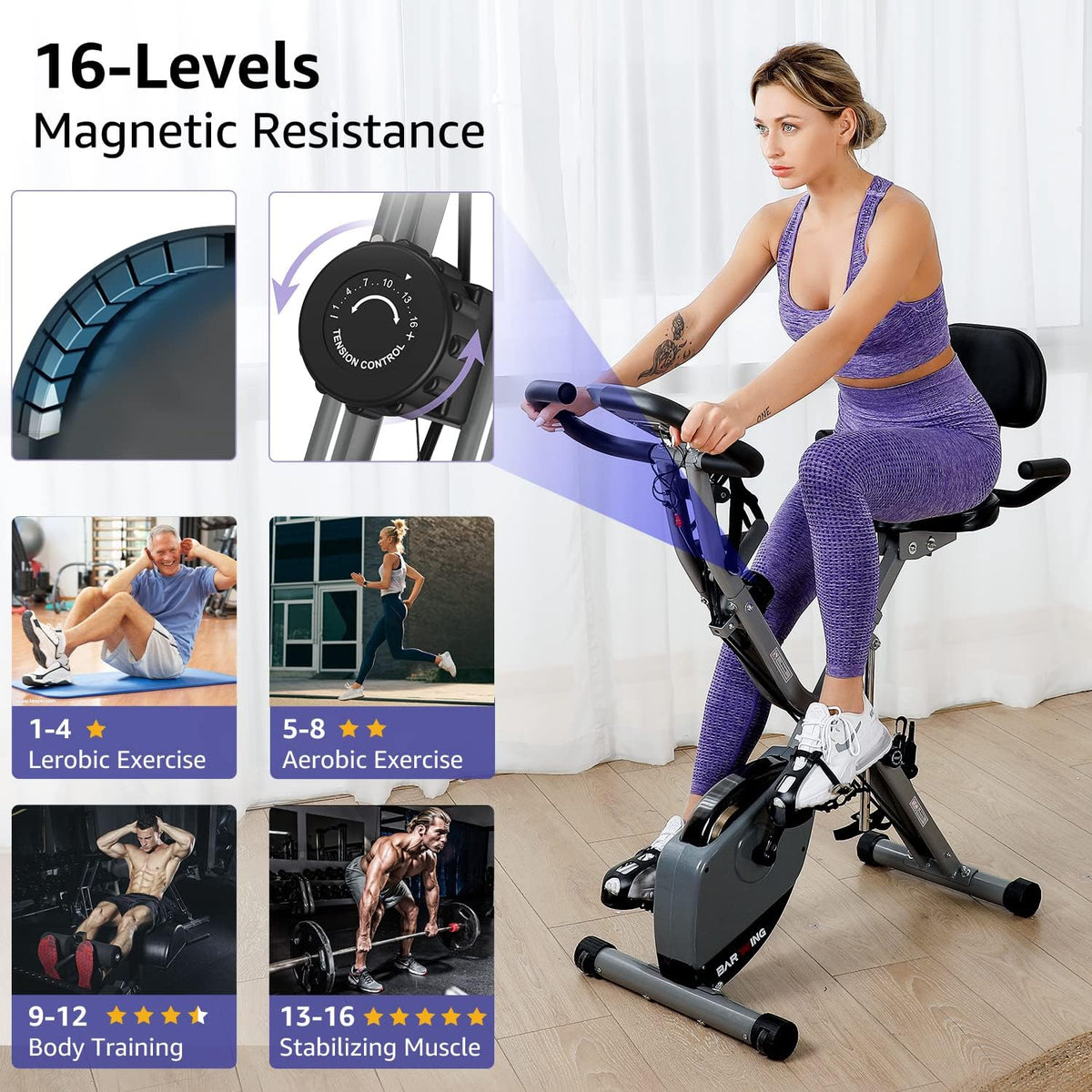 Cement Grey 4 IN 1 Foldable Indoor Cycling Bike M894