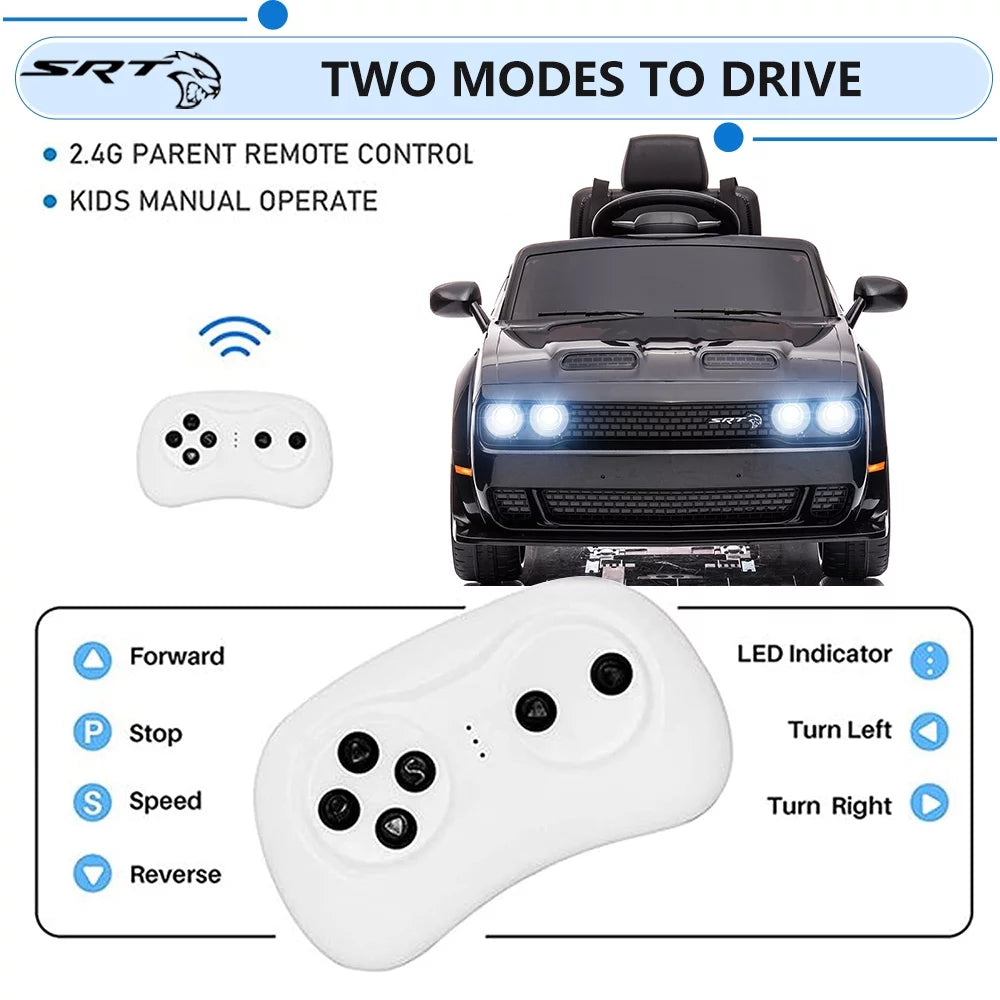Black Licensed Dodge Challenger Battery Powered Kids Electric Car F1628