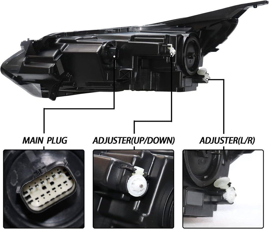Halogen Headlights Assembly with LED DRL Side Marker Passenger Side C122