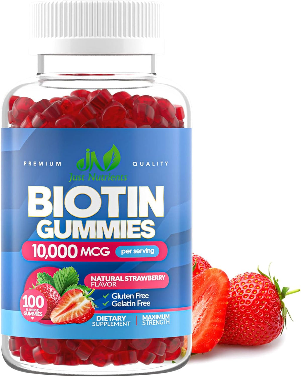 Biotin 10,000mcg Gummies, 100 Count, Strawberry Flavor J192