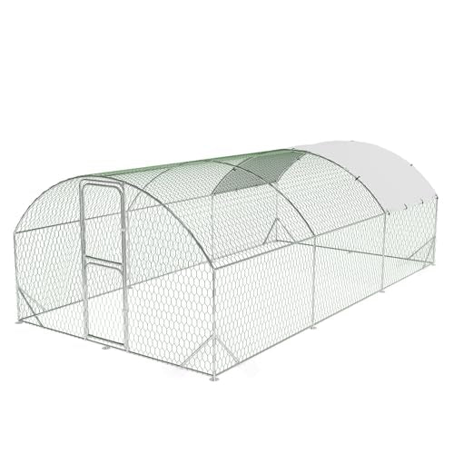 Heavy Duty Walk-in Chicken Coop Metal Poultry Cage with Waterproof UV Cover O65694