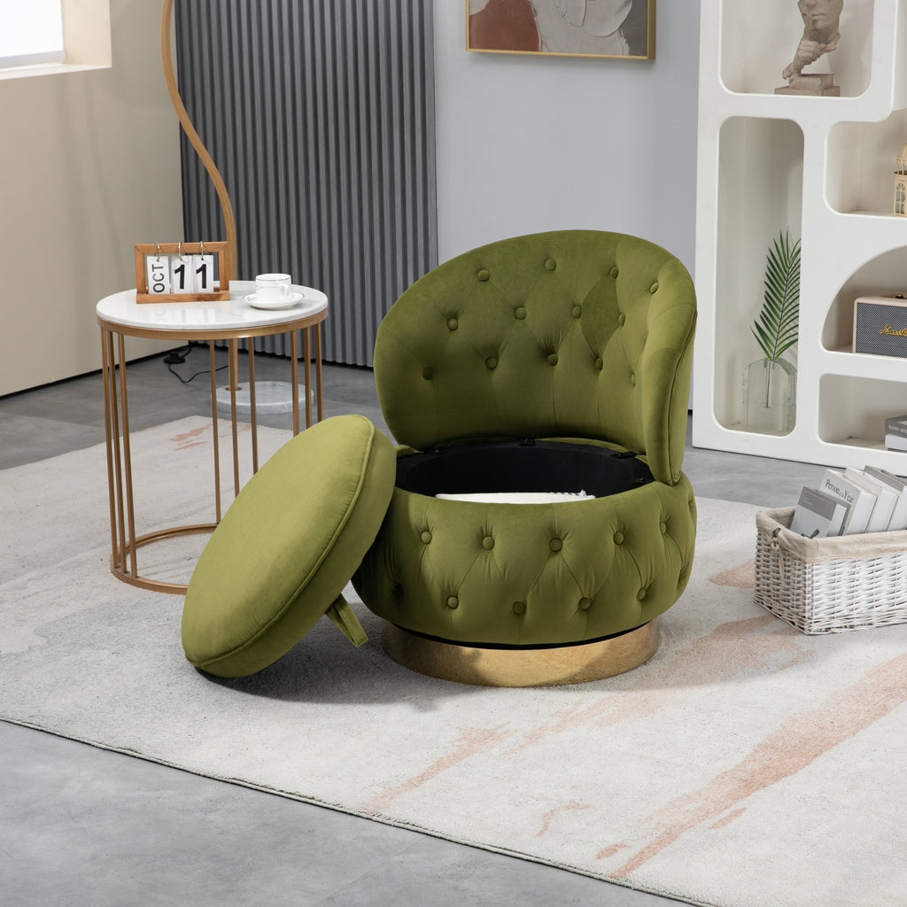Olive Green Velvet Swivel Accent Chair Z878