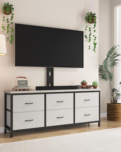 Black TV Stand with Mount and 6 Drawer Dresser B936116