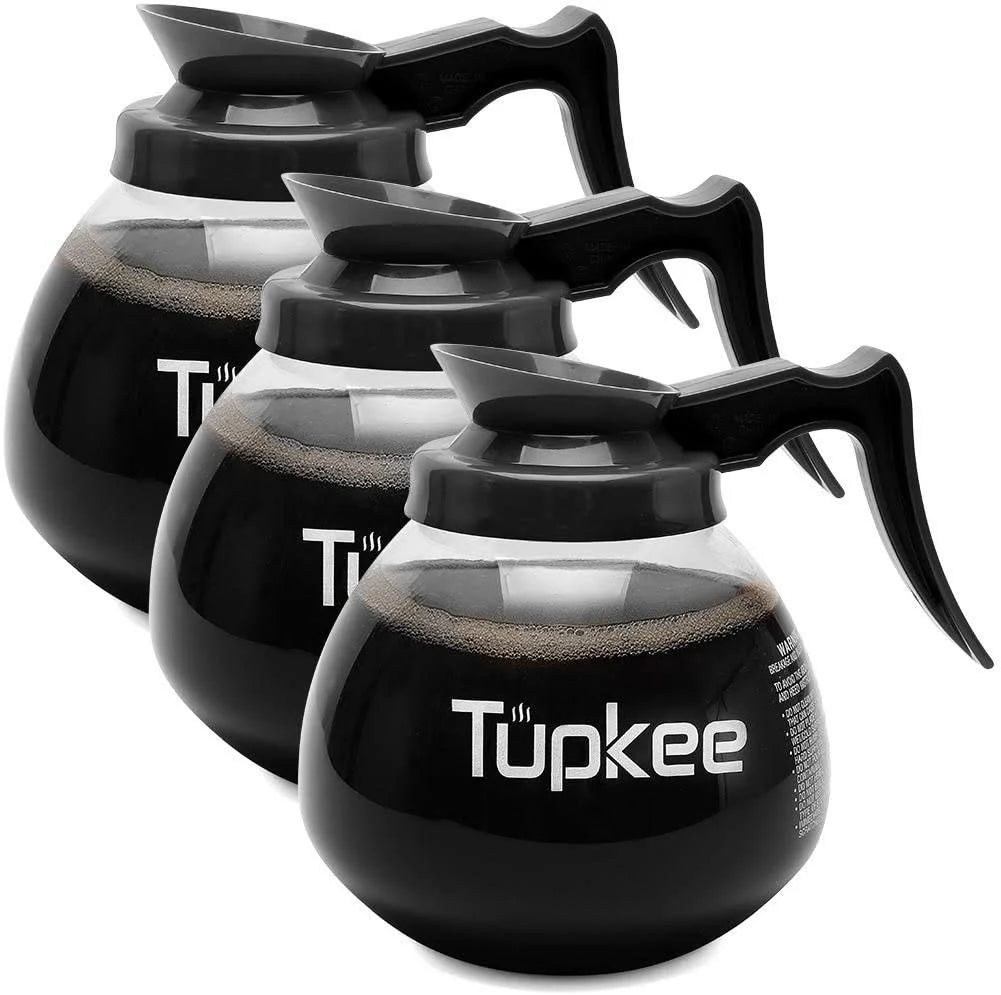 Glass Coffee Pots Decanter Carafe, 64 oz. 12-Cup, Set of 3 Black Handle, Coffee Machine Descaler & Cleaning Solution M956179