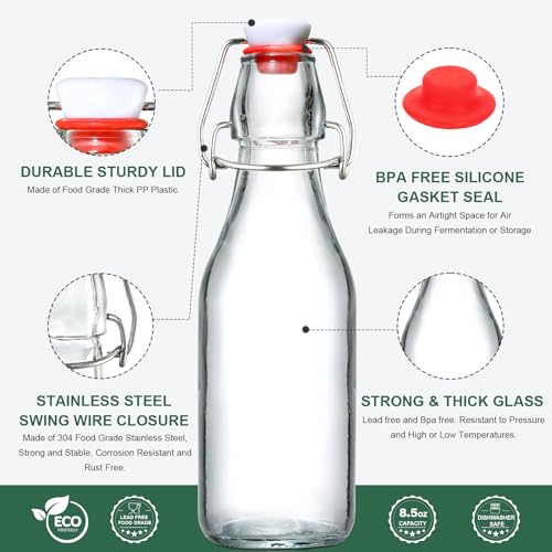 8 Pack 8.5oz Flip Top Glass Bottles Y907