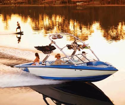 Black Semi Custom Boat Cover for Tournament Ski Boat with Wakeboard Tower Z36991