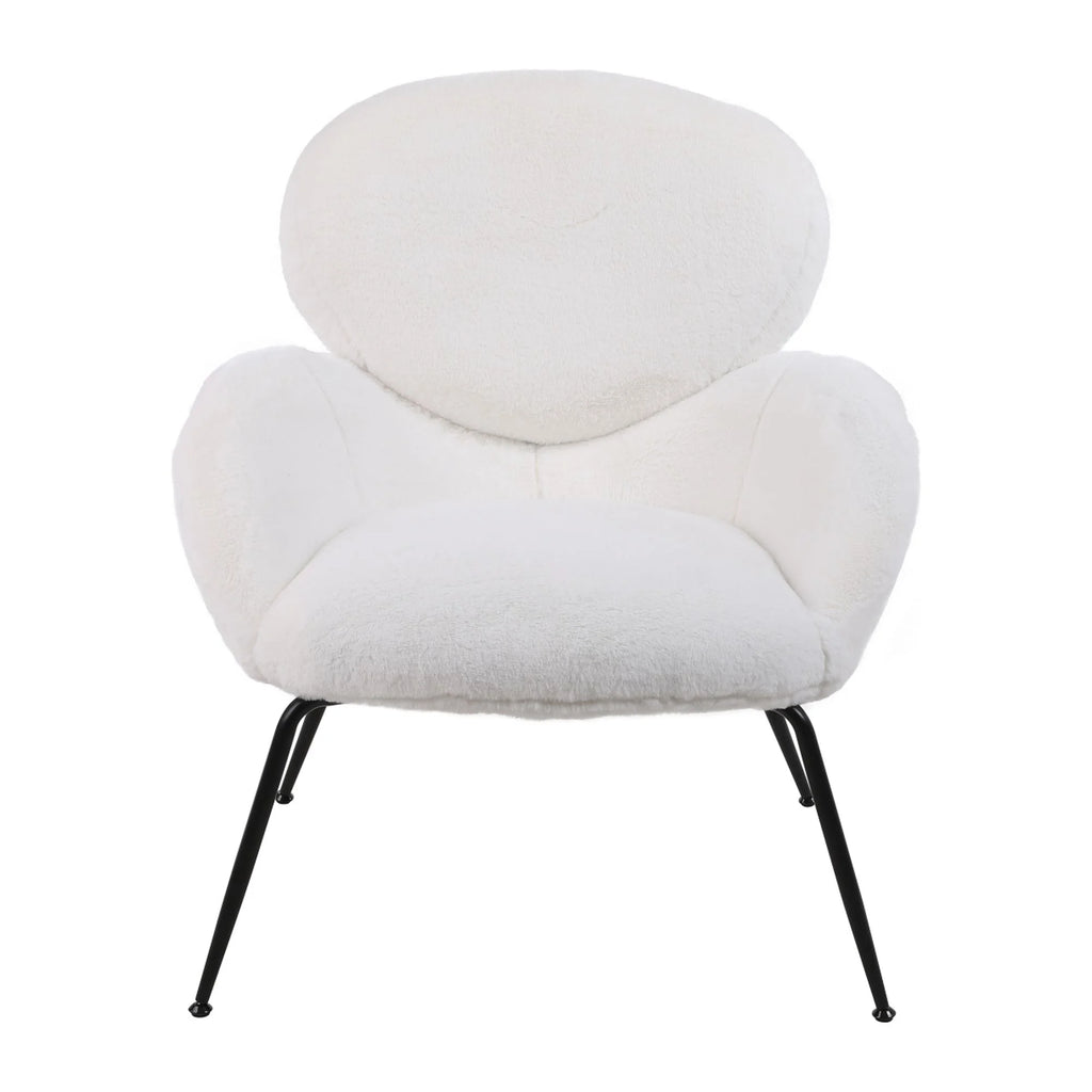 Sherpa Accent Armchairs with Black Metal Legs W7484