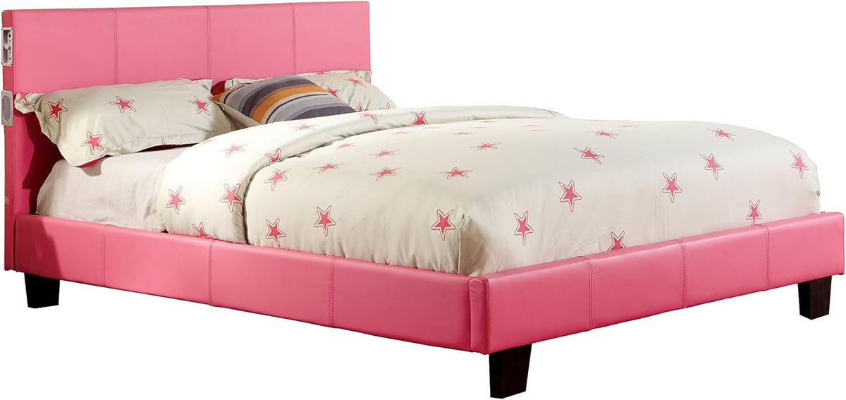 Pink California King Platform Bed with Bluetooth Speakers B5422