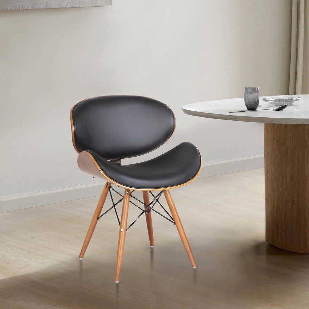 Black Faux Leather Mid-Century Dining Chair C608334