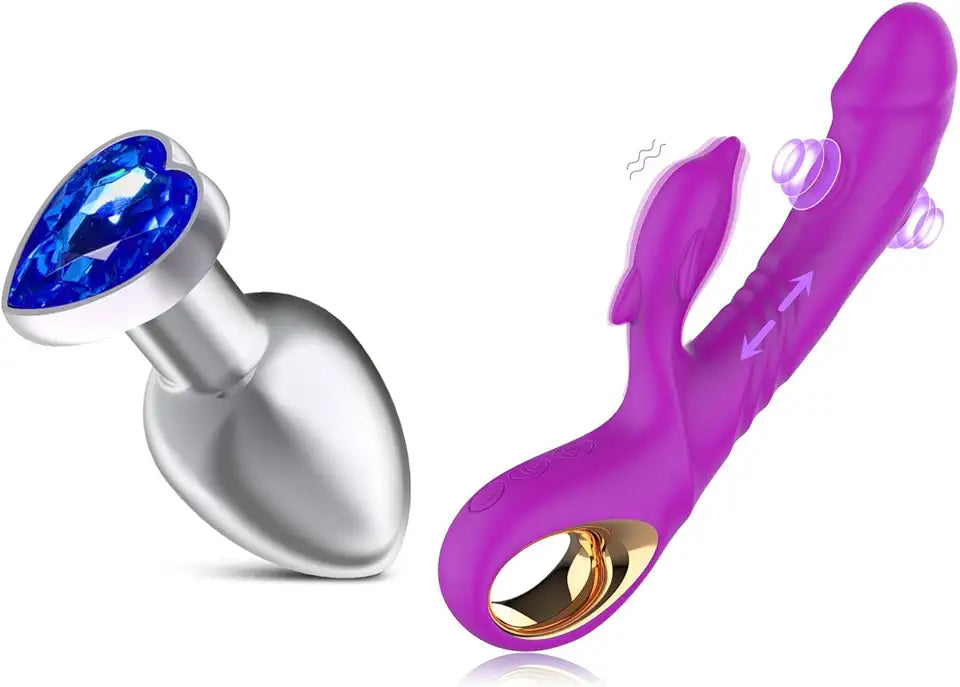 Jeweled Anal Plug Thrusting Tapping Rabbit Vibrator J661193