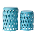 Matte Blue Iron Side Tables Set of 2 B107053