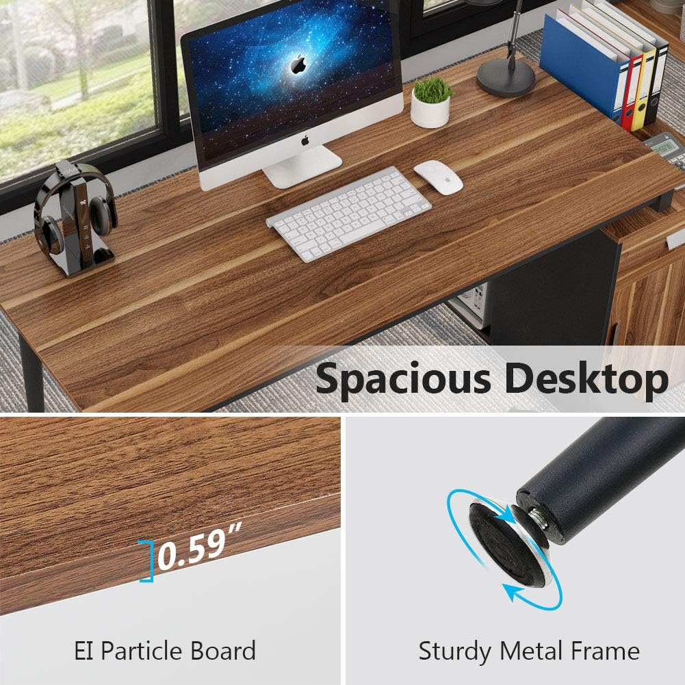 55 inch Computer Desk with Storage Cabinet and Drawer W6478