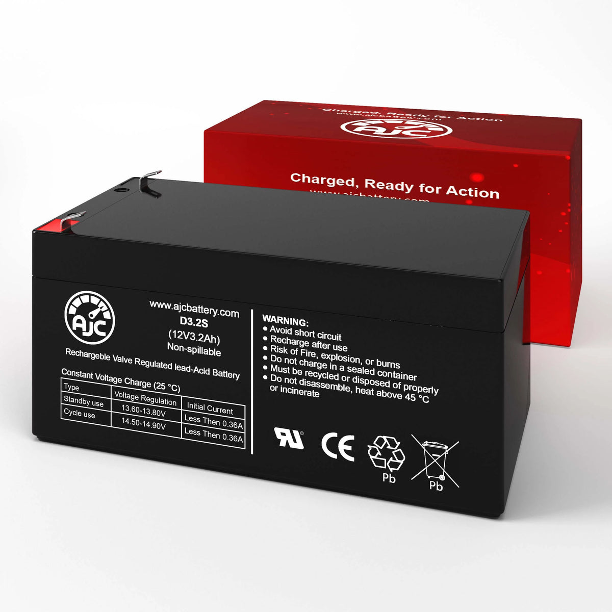 12V 3.2Ah Sealed Lead Acid Battery O16160