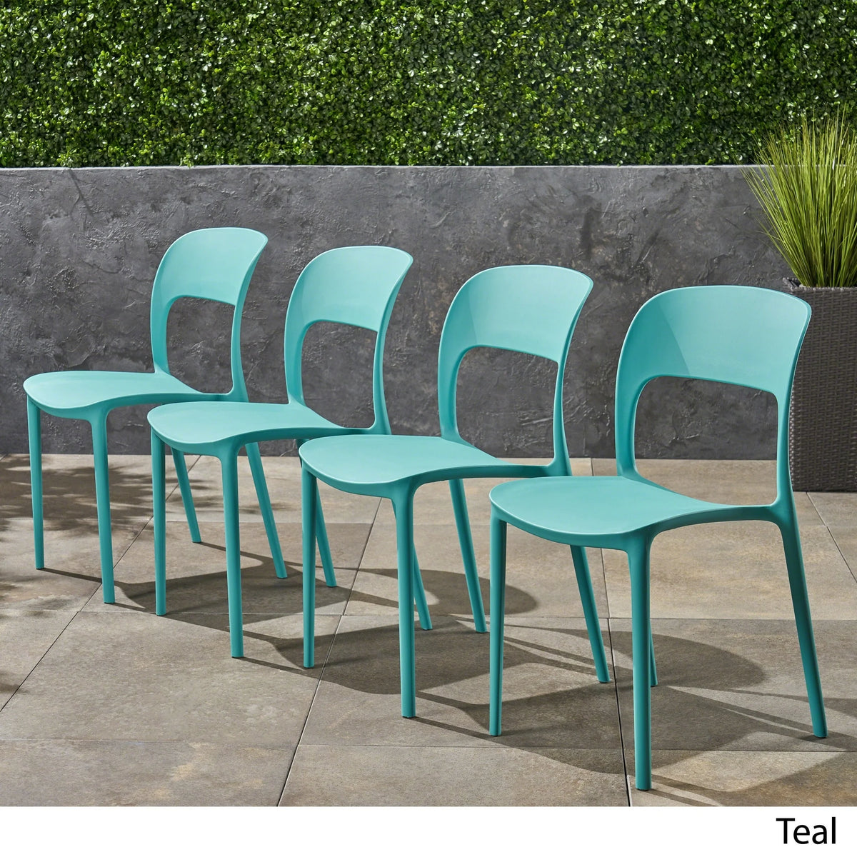 Plastic Stacking Dining Chairs Set of 4 I7407