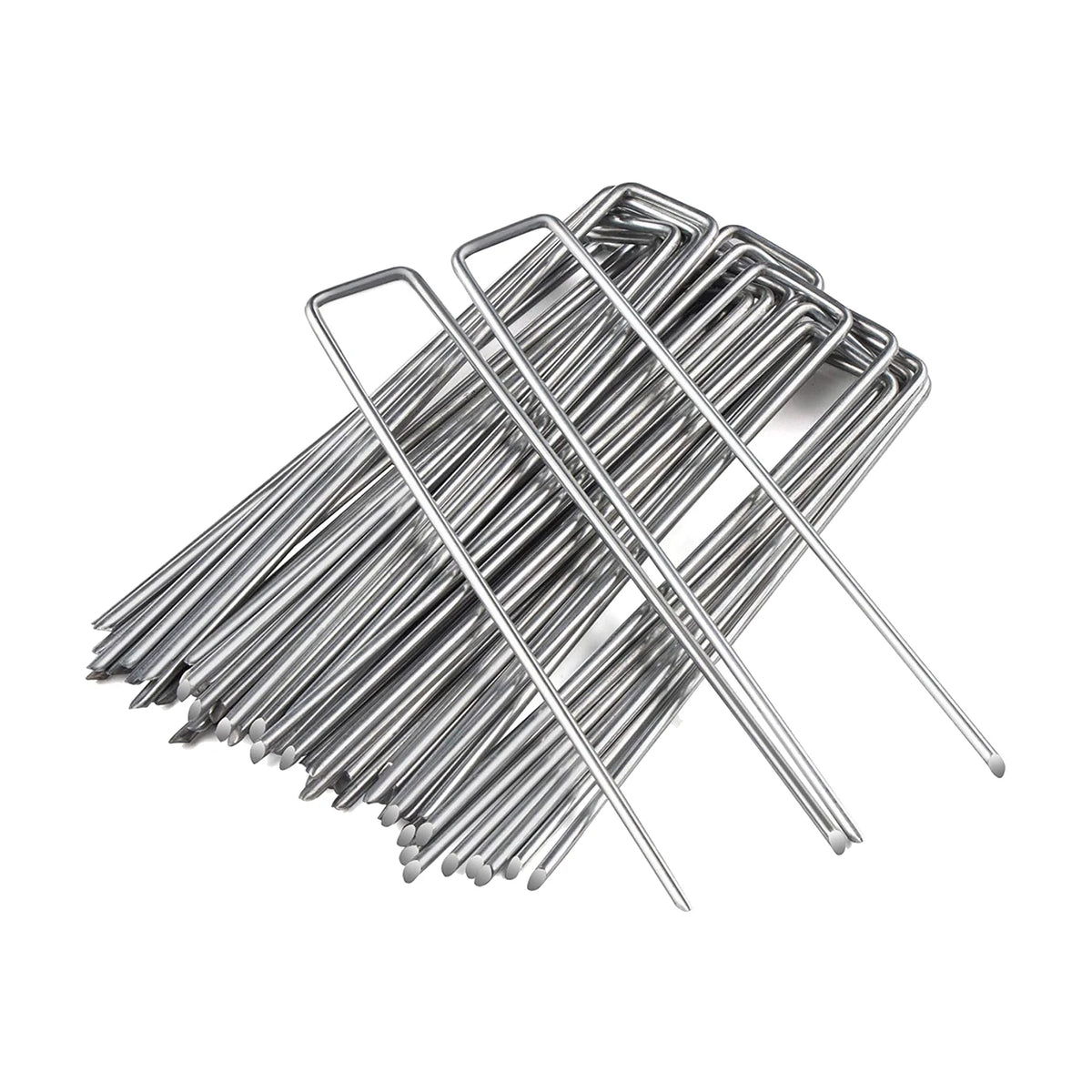 50 Packs Galvanised Turf Staples Ground Pegs S9653