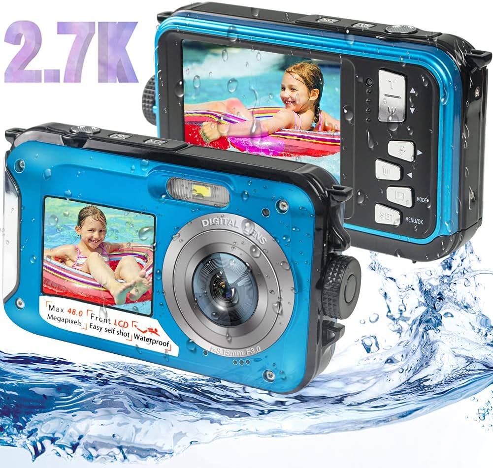 Waterproof Digital Camera 2.7K 48MP with Dual Screen O4512