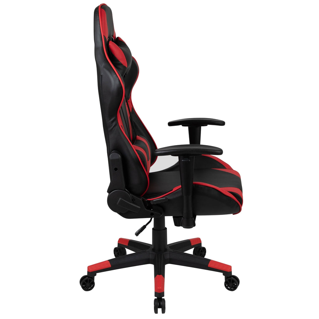 Racing Ergonomic Chair with Fully Reclining Back in Red LeatherSoft X8681