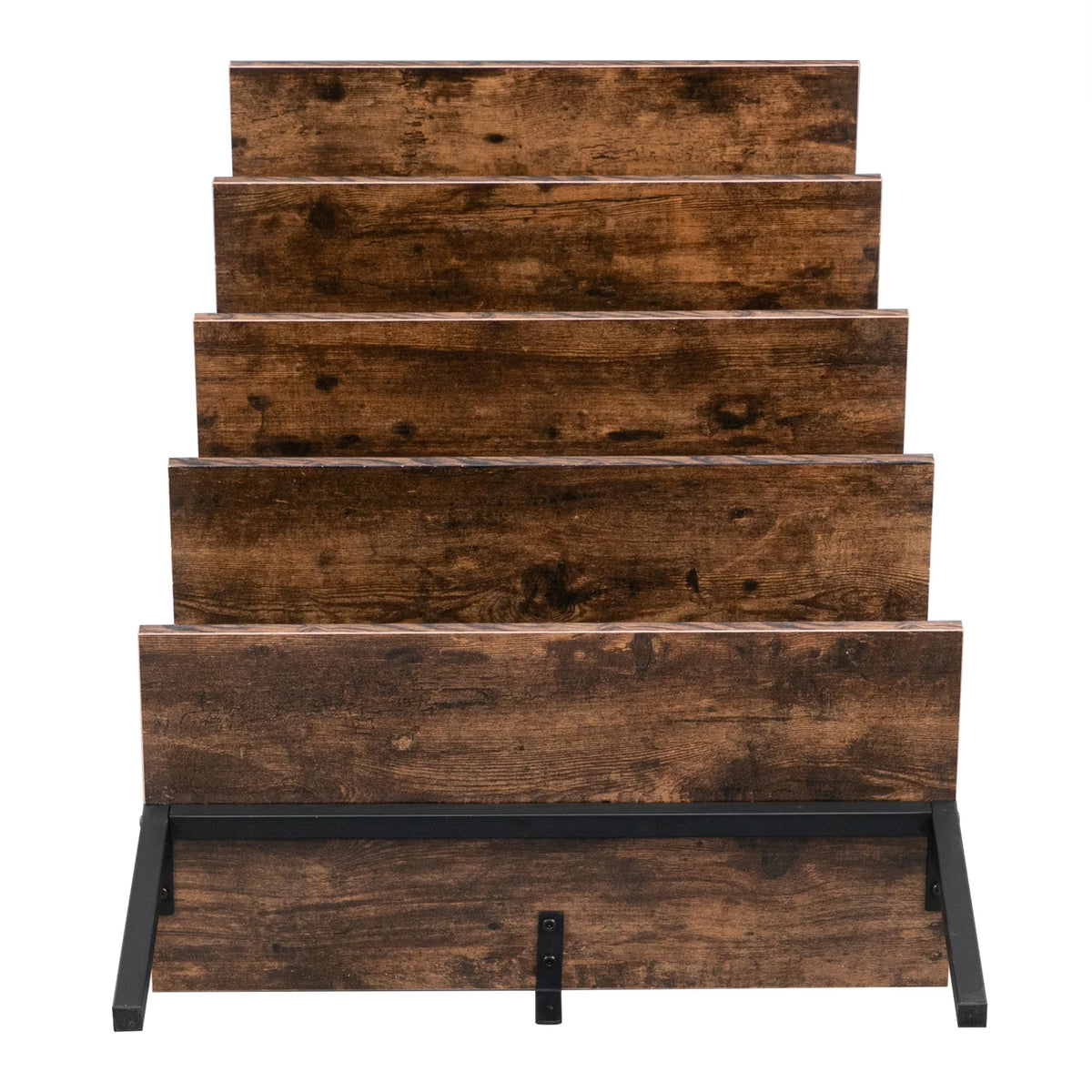 5 Tier Wall Mounted Ladder Shelf with Metal Frame and Wood Shelf Y195721
