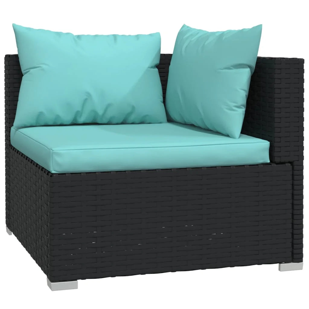 6 Piece Patio Set with Cushions Poly Rattan Black J330080
