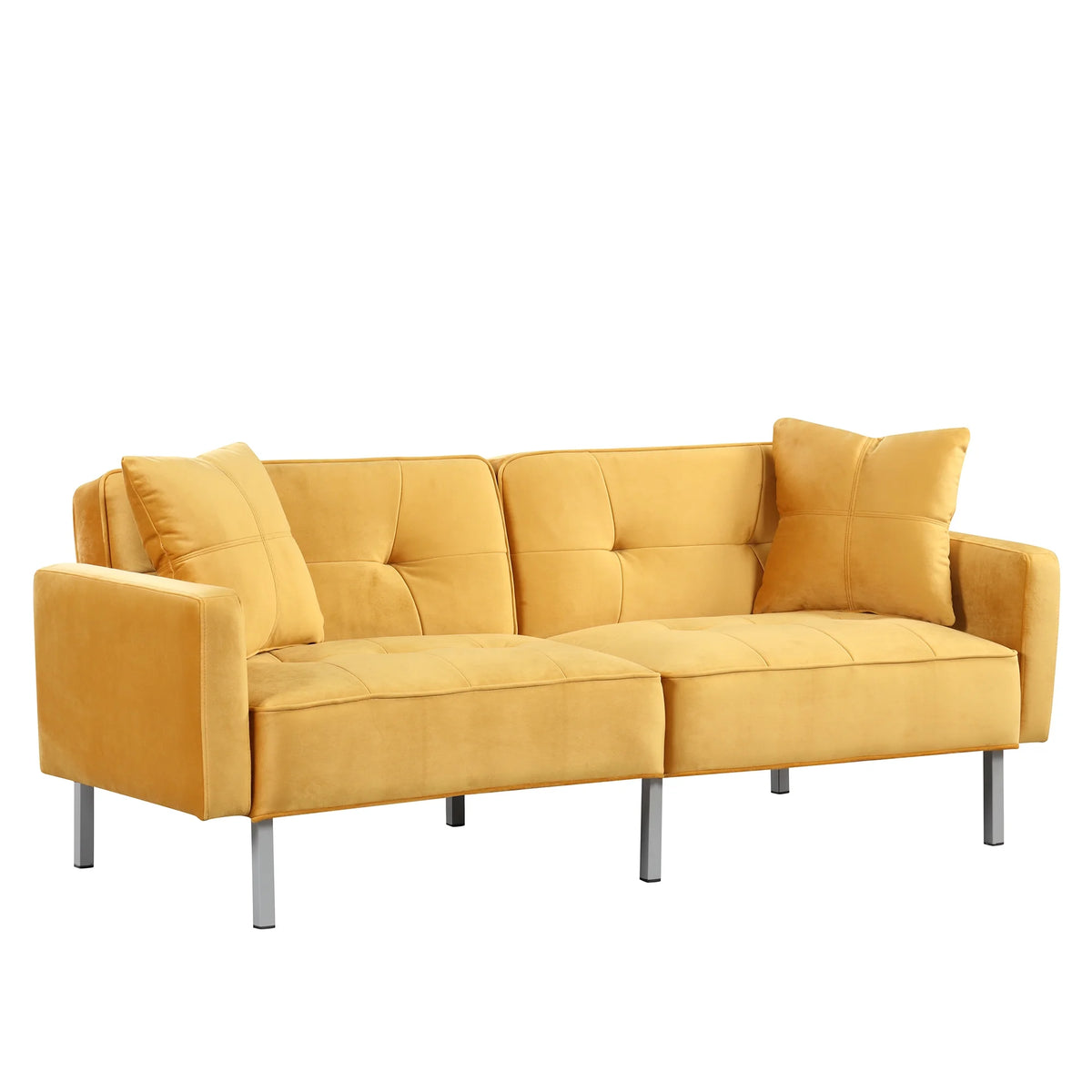 76" Convertible Sofa Bed 2 Seater Linen Yellow T795