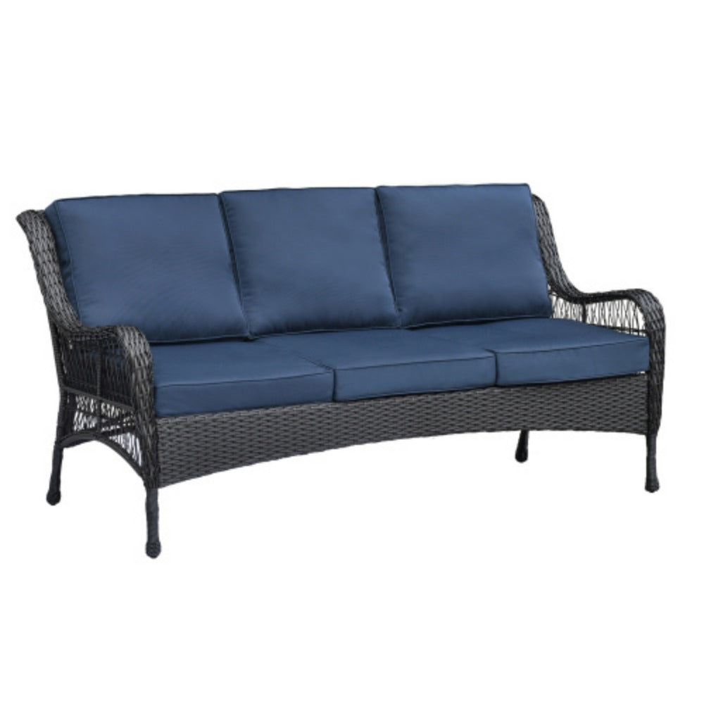 6-Piece Rattan Outdoor Conversation Set Navy Blue Metal K46337