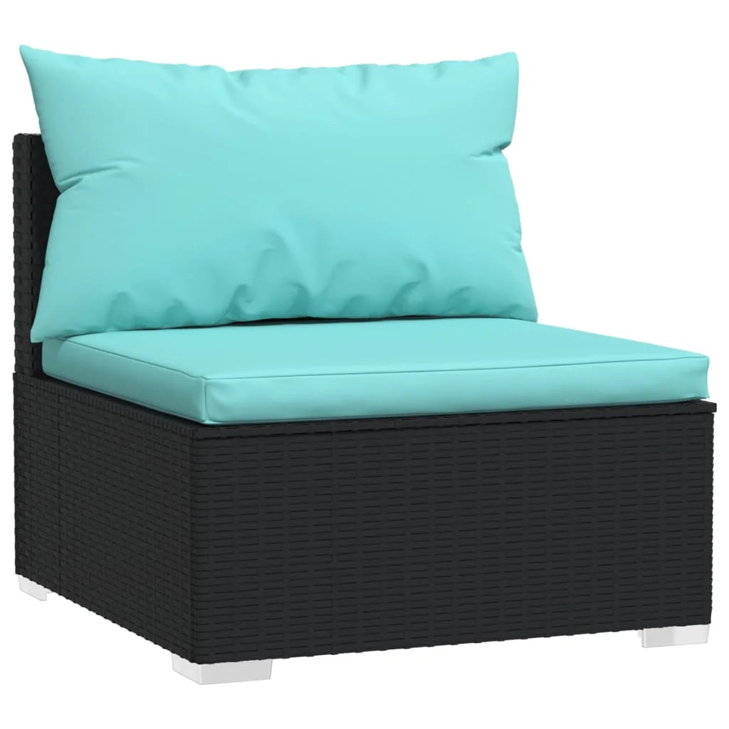 6 Piece Patio Set with Cushions Poly Rattan Black J330080