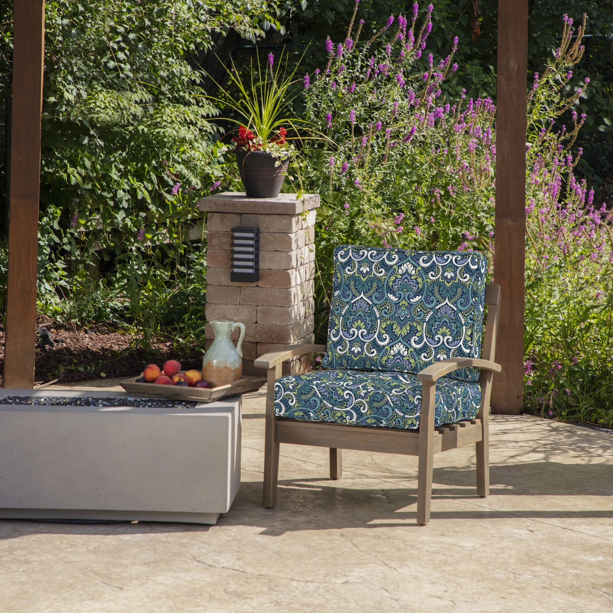 PolyFill Outdoor Deep Seating Cushion Set, 24 x 24, Water Repellant, Fade Resistant, Tufted Deep Seat Bottom and Back Cushion L17664