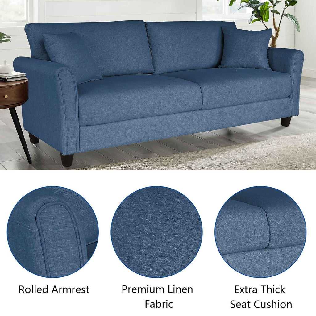 Linen Upholstered 3-Seater Loveseat L144681