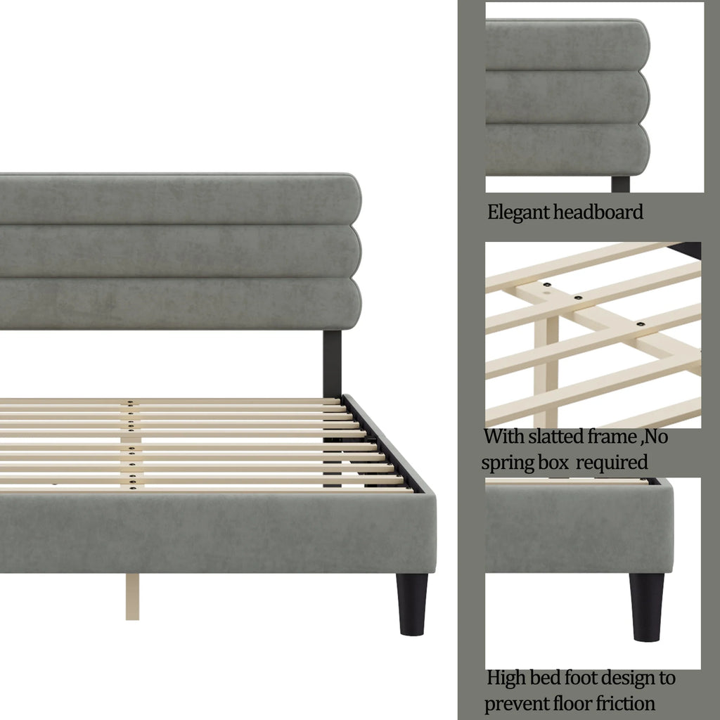 Queen Size Bed Frame Light Gray G54043