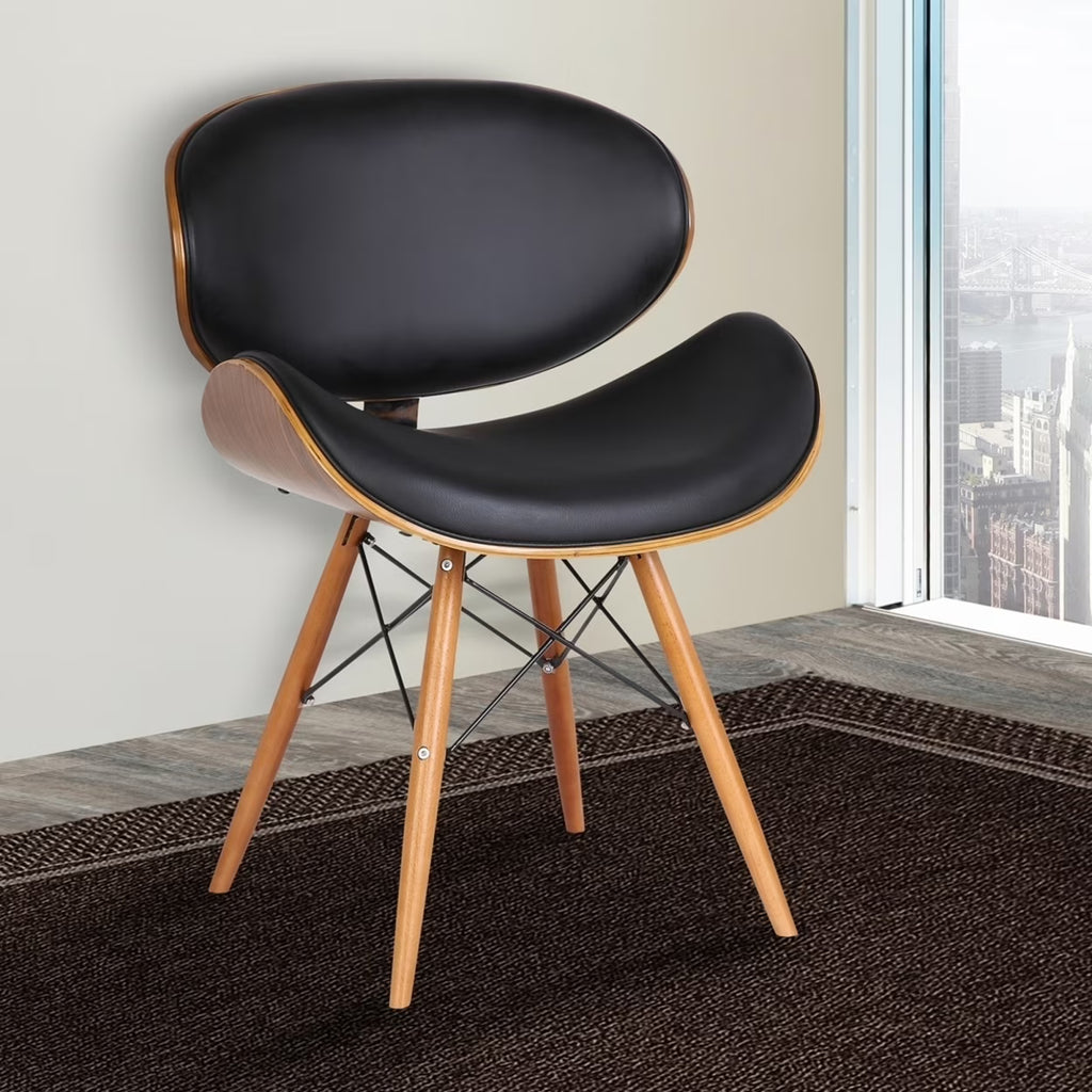 Black Faux Leather Mid-Century Dining Chair C608334