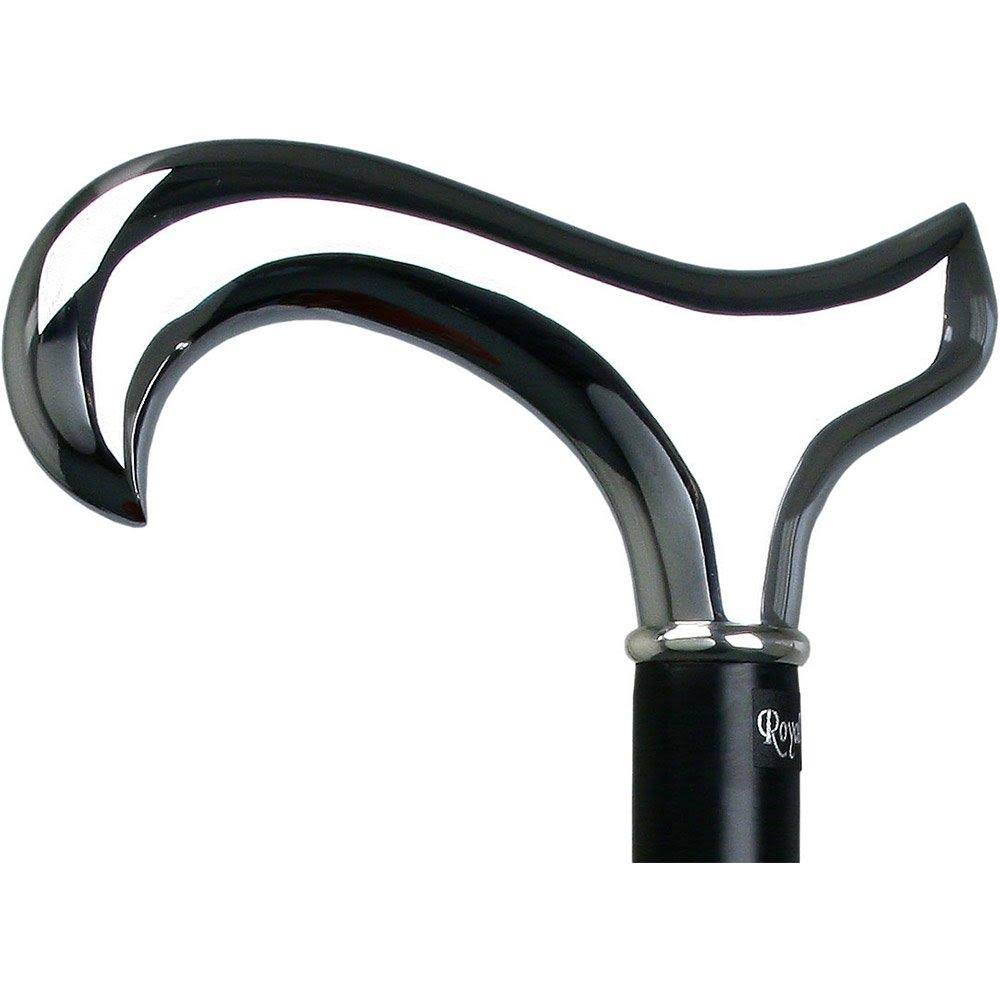 Chrome Plated Derby Walking Cane with Black Beechwood Shaft and Silver Collar Y951864