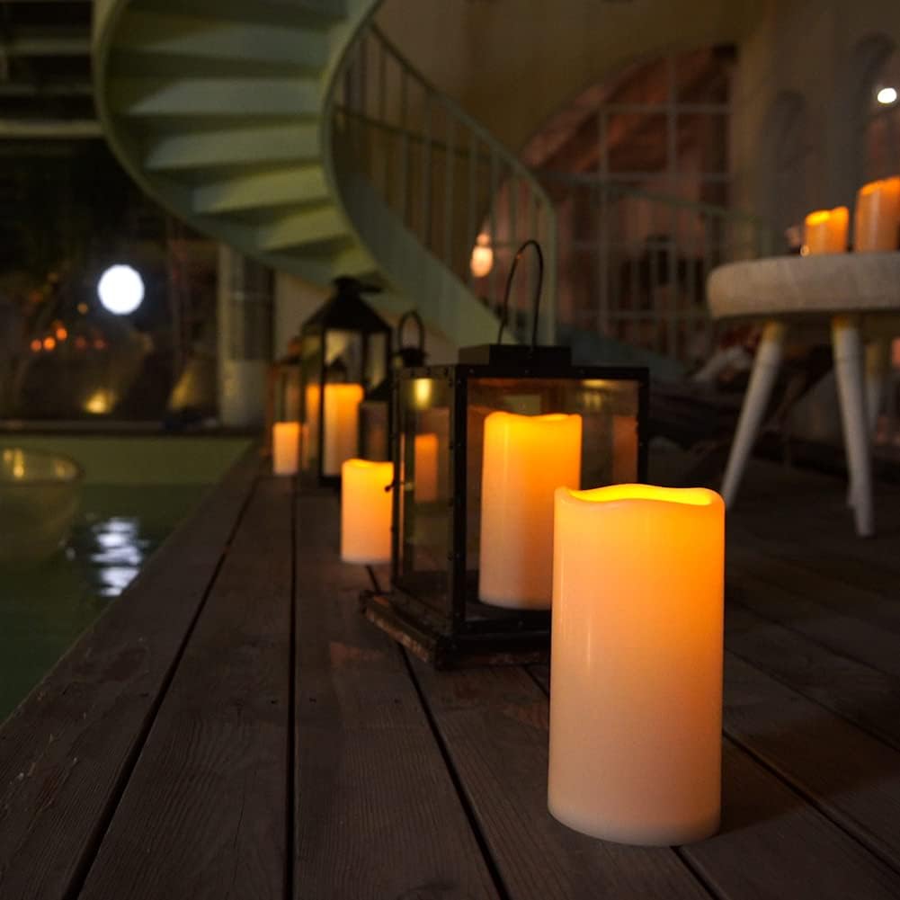 4 x Waterproof Flameless LED Pillar Candles, Set of 6 F563