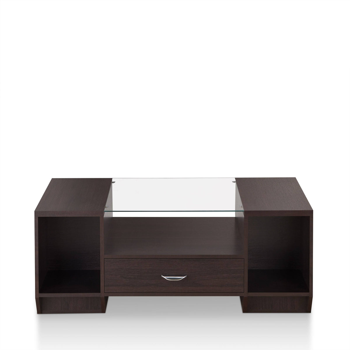 Espresso Glass Top Storage Coffee Table X61936