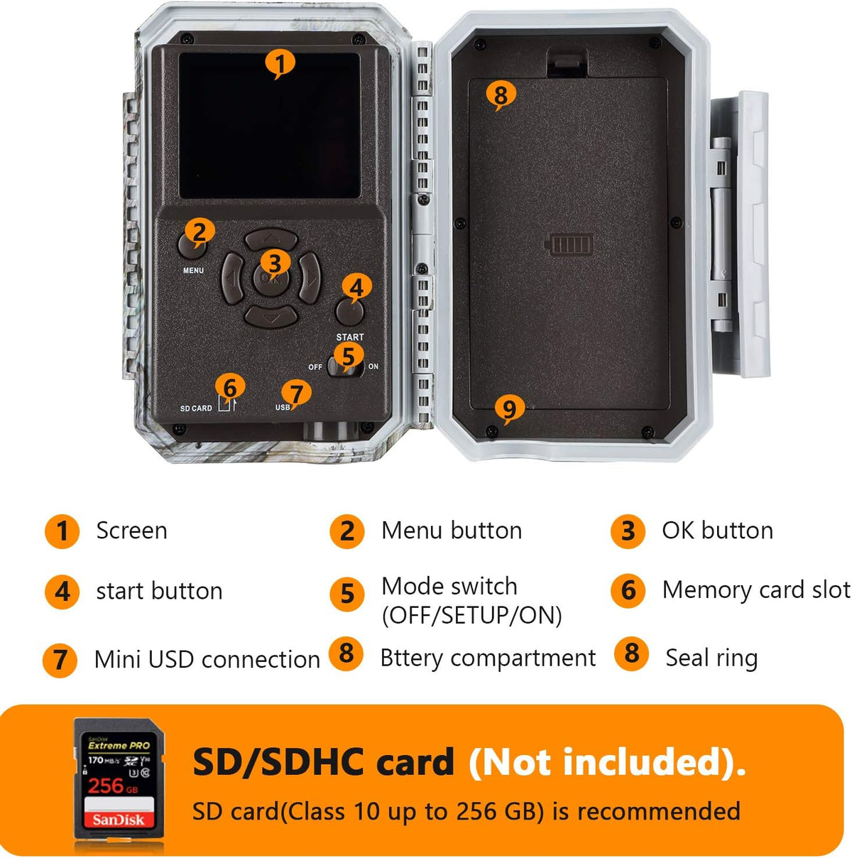 24MP 1296P No Glow Night Vision Motion Activated Waterproof Game Camera H4268