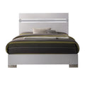 White Queen Size Wooden Bed with Crystal Accented Headboard X1335