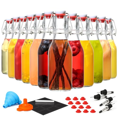 8 Pack 8.5oz Flip Top Glass Bottles Y907