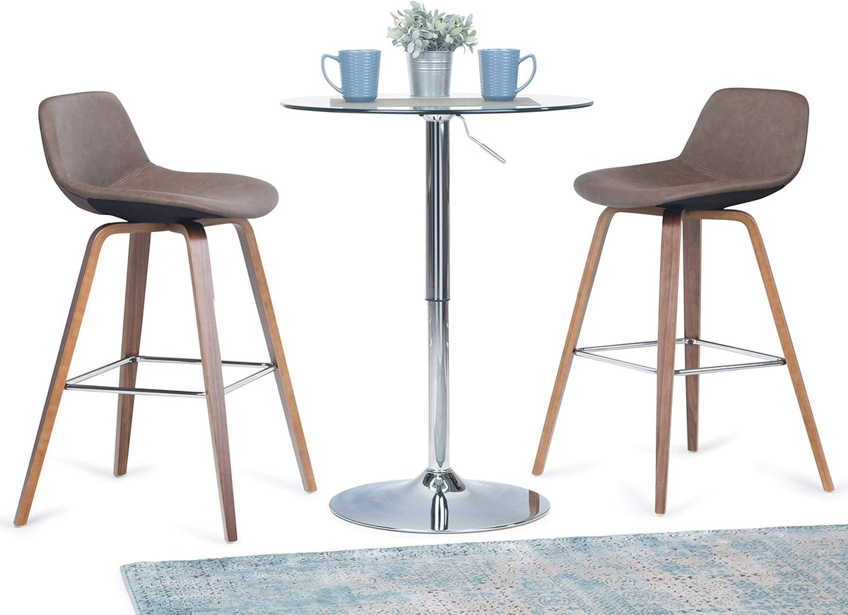 Distressed Chocolate Brown Vegan Faux Leather Bentwood Counter Height Stool Set Of 2 K650