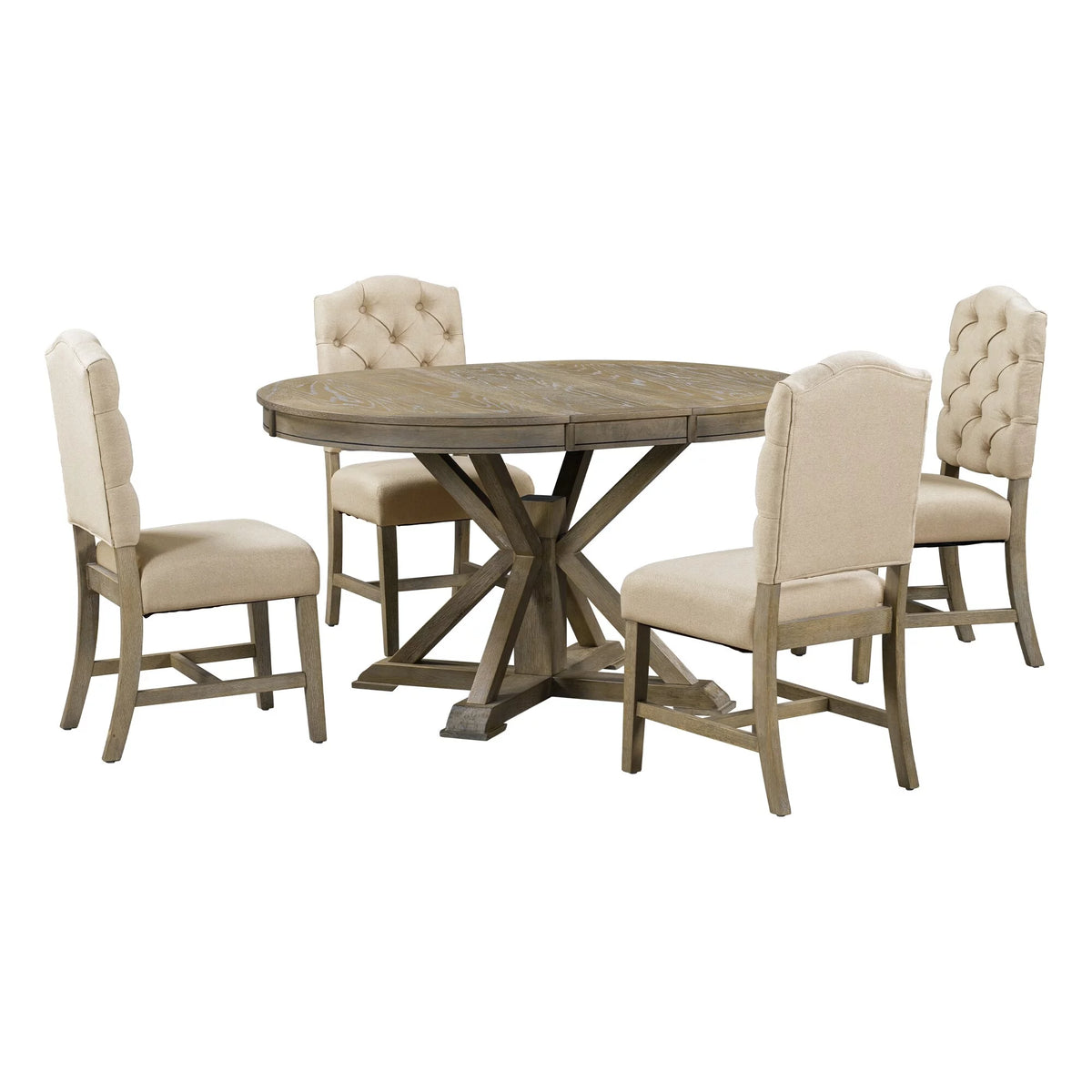 5 Piece Extendable Dining Table Set with 4 Upholstered Chairs X768