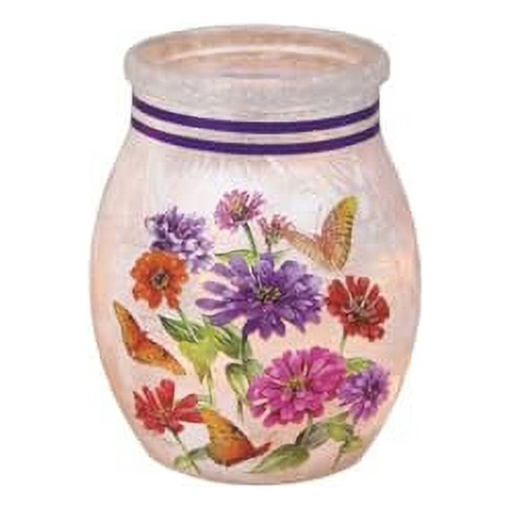 3" Lighted Glass Vase with Purple Ribbon I3599