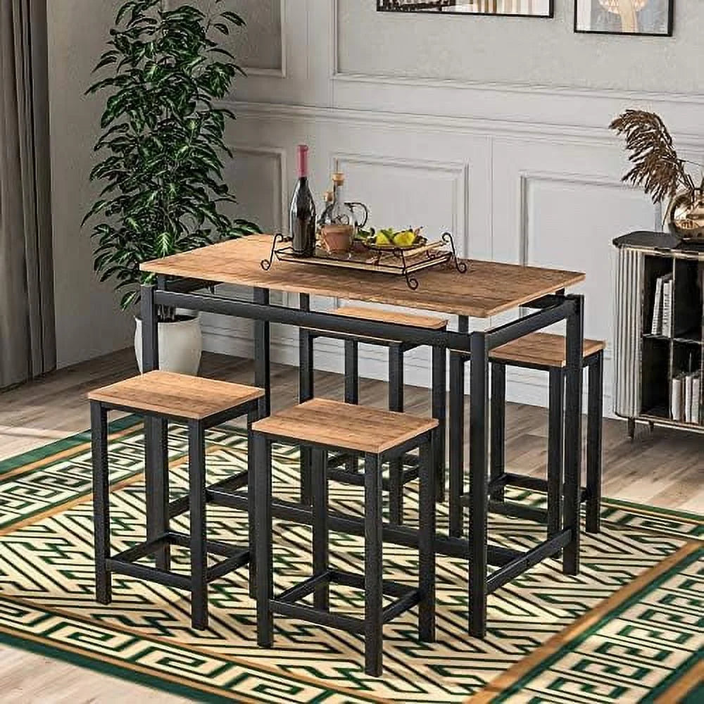 5-Piece Counter Height Dining Table Set with 4 Stools R4502